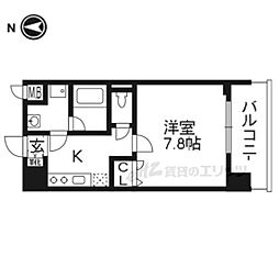 ベラジオ五条堀川III 2階1Kの間取り