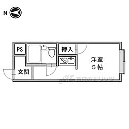 明瑞 2階1Kの間取り