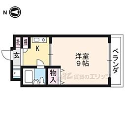 シャーラハイツ 4階1Kの間取り