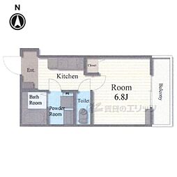 京都地下鉄東西線 椥辻駅 徒歩6分の賃貸アパート 2階1Kの間取り
