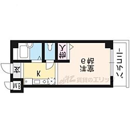 エクセレント東野 3階1Kの間取り