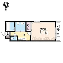 京阪本線 七条駅 徒歩4分の賃貸マンション 3階1Kの間取り