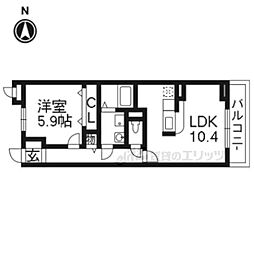 グラン　ティユール 2階1LDKの間取り