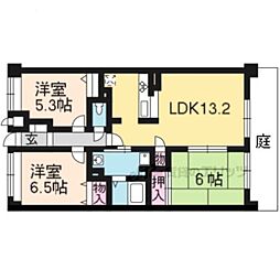 近鉄京都線 伊勢田駅 徒歩3分の賃貸マンション 1階3LDKの間取り