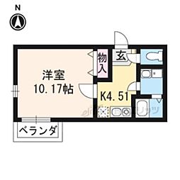 マーベラス椥辻 5階1Kの間取り