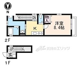 新コゥジィーコート烏丸 2階1Kの間取り