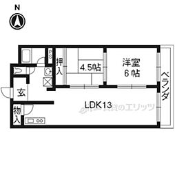 アサワハイツ 2階2LDKの間取り