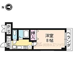 京都市営烏丸線 竹田駅 徒歩2分の賃貸マンション 4階1Kの間取り
