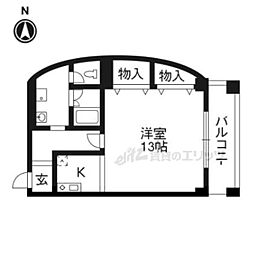 Ｋ＆Ｃプラザ 5階1Kの間取り