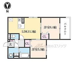 D-ROOM伏見駅前 2LDKの間取図画像
