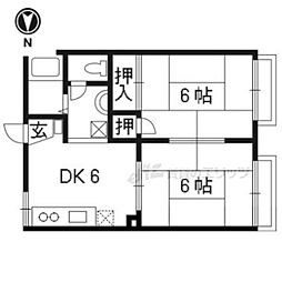 スリーゼ西向日 2DKの間取図画像