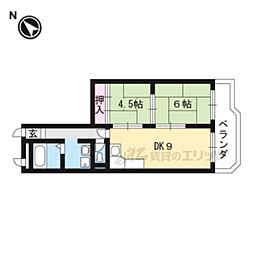サンハイム高矢 2DKの間取図画像