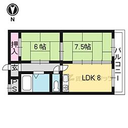 ペアシティ京都 2LDKの間取図画像