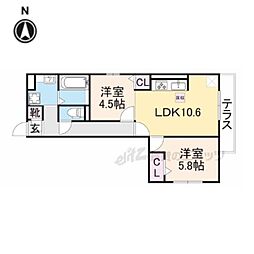 深草プロジェクトB棟 2LDKの間取図画像