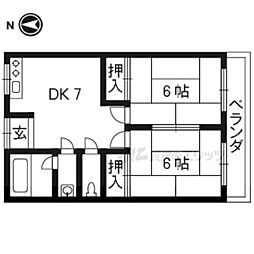 多田ハイツ2 2DKの間取図画像