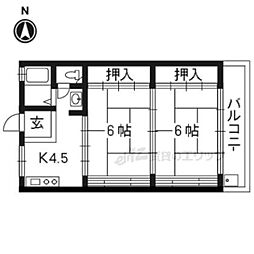 第二望月コーポ 2DKの間取図画像