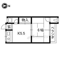 原田マンション 2Kの間取図画像