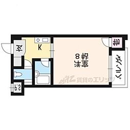 エルデ桃山 1Kの間取図画像