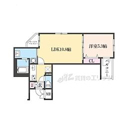 ファーストフィオーレ京都コーヴォ 1LDKの間取図画像