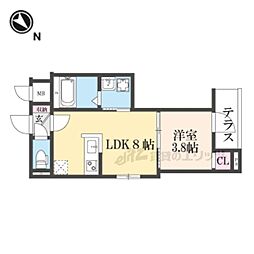 LIX京都桂川 1LDKの間取図画像