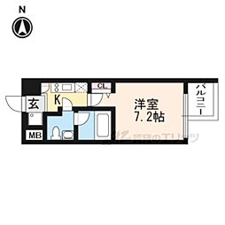 プレサンスNEO京都烏丸 1Kの間取図画像