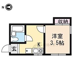 マンション松原 1Kの間取図画像