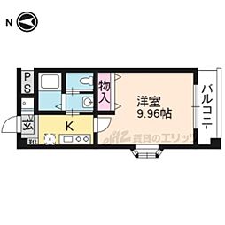 プレジール山科 1Kの間取図画像