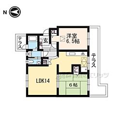 京都府住宅供給公社円明寺ケ丘団地B棟 2LDKの間取図画像