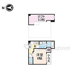イロハ淀下津町 1Kの間取図画像