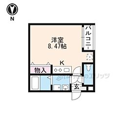 ルフレ山科 1Kの間取図画像
