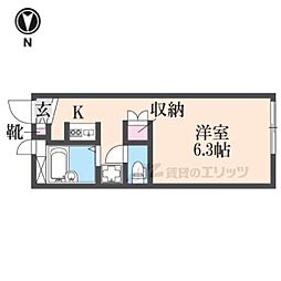 レオパレスシェルクール 1Kの間取図画像