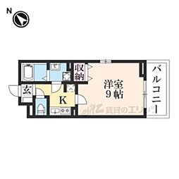 プリル吉祥院 1Kの間取図画像