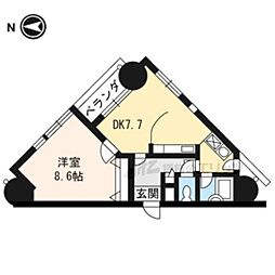 コスモプラザ 1DKの間取図画像