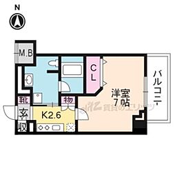 プレコート上鳥羽 1Kの間取図画像