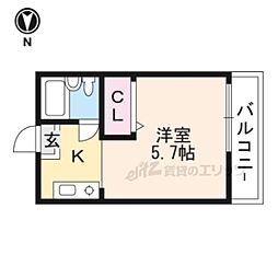 KINDEN 1Kの間取図画像