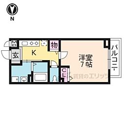 パレス龍大 1Kの間取図画像