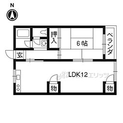 パールハイツ祇温 1LDKの間取図画像