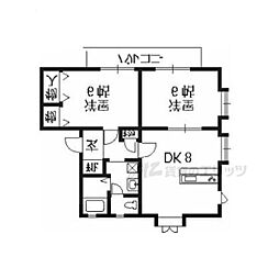 ウエストサイドタウンA棟 2DKの間取図画像