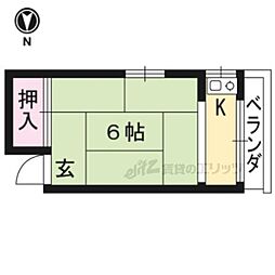 京阪本線 神宮丸太町駅 徒歩16分の賃貸アパート 3階1Kの間取り
