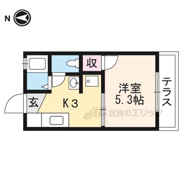 北山Ｈｉｌｌｓ　Ｂ 101｜京都府京都市北区上賀茂菖蒲園町(賃貸アパート1K・1階・20.64㎡)の写真 その2