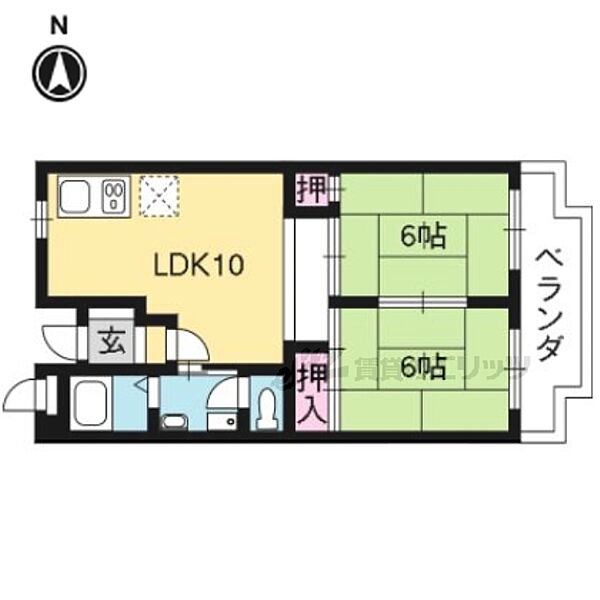 京都府京都市左京区一乗寺塚本町(賃貸マンション2LDK・2階・50.26㎡)の写真 その2