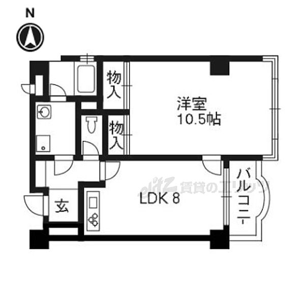 京都府京都市左京区北白川山田町(賃貸マンション1LDK・3階・44.35㎡)の写真 その2