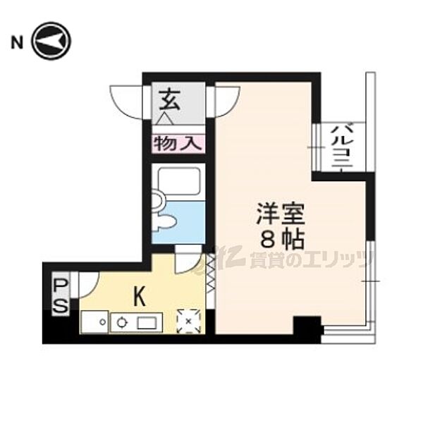 京都府京都市中京区聚楽廻西町(賃貸マンション1R・2階・20.00㎡)の写真 その2