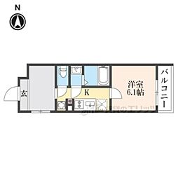 STANDZ金閣寺前 2階1Kの間取り