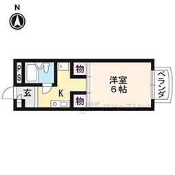 アイリス衣笠 3階1Kの間取り