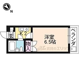 メゾン西野山 1Kの間取図画像