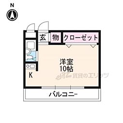 京都市営烏丸線 北大路駅 バス14分 玄琢下下車 徒歩1分の賃貸マンション 2階ワンルームの間取り