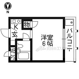 ロイヤルハウス高野 1階1Kの間取り