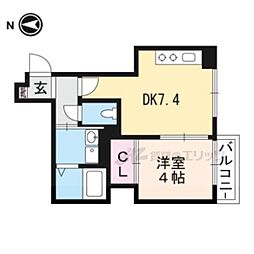 JR山陰本線 円町駅 徒歩7分の賃貸マンション 1階1DKの間取り