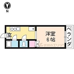 シャルム衣笠 1階1Kの間取り